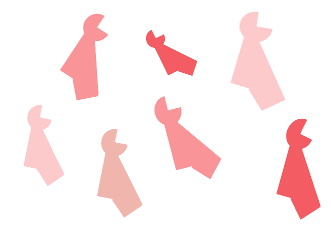 画像には2人の抽象的な人物が描かれており、1人は「スネーブ」の形をした青、もう1人は形は違うがピンク色をしている。